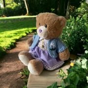 Bicho de pelúcia casal Urso Marrom Suéter roxo